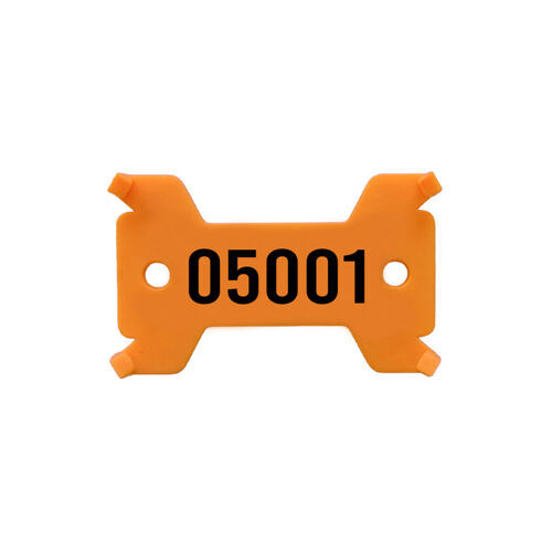 Plättchen orange, Nr. 5'001 - 6'000 hart, 14/27 x 43 mm