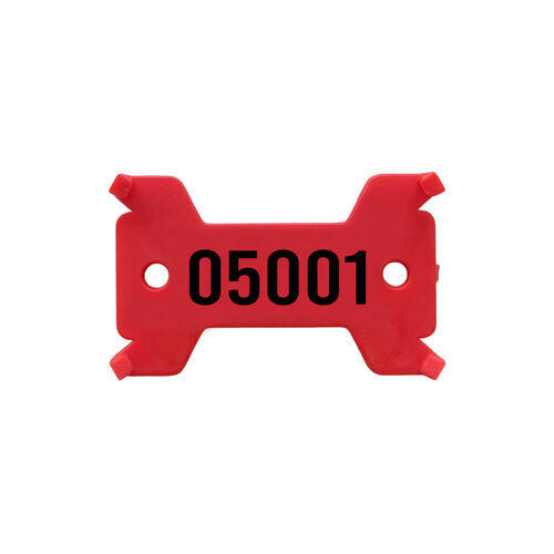 Plättchen rot, Nr. 5'001 - 6'000 hart, 14/27 x 43 mm