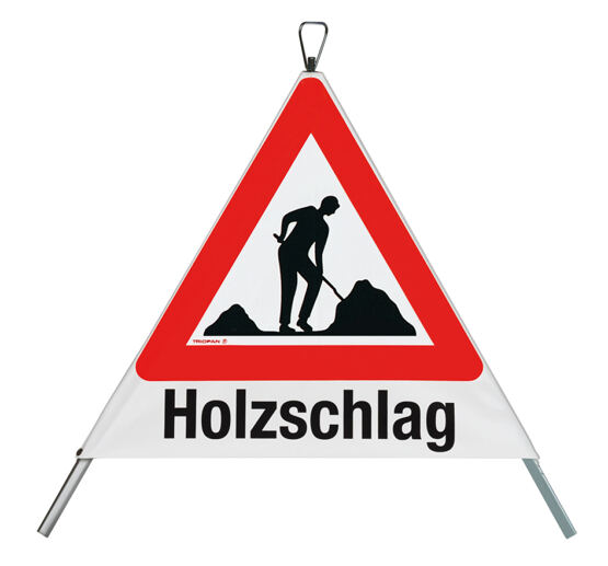 Signal pliant "Holzschlag" 90 cm avec symbol 1.14