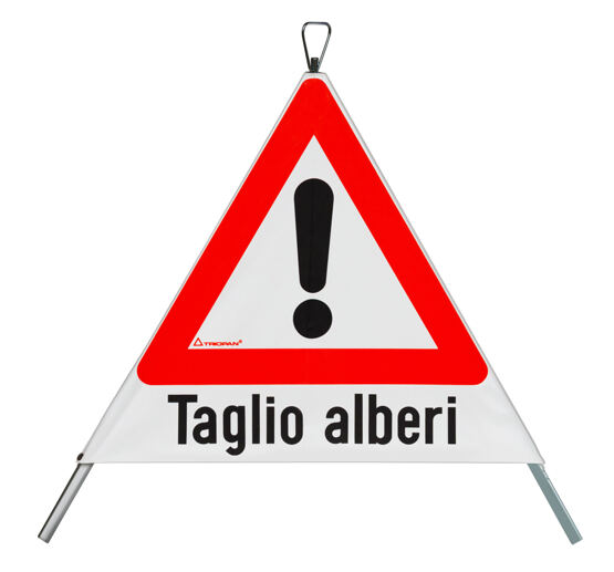 Faltsignal "Taglio alberi" 70 cm mit Bild 1.30