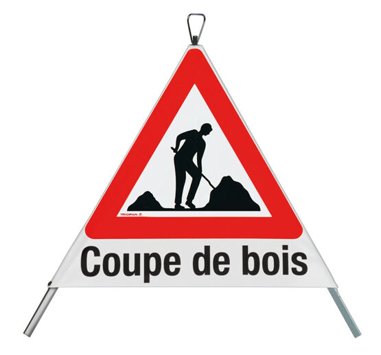 Signal pliant "Coupe de bois" 90 cm avec symbol 1.14