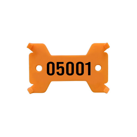 Plättchen orange, Nr. 5'001 - 6'000 hart, 14/27 x 43 mm