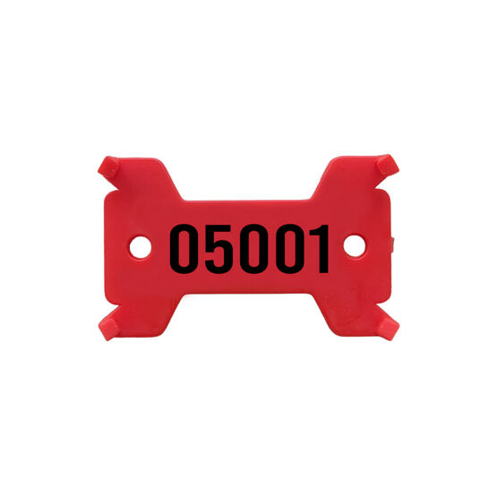 Plättchen rot, Nr. 5'001 - 6'000 hart, 14/27 x 43 mm